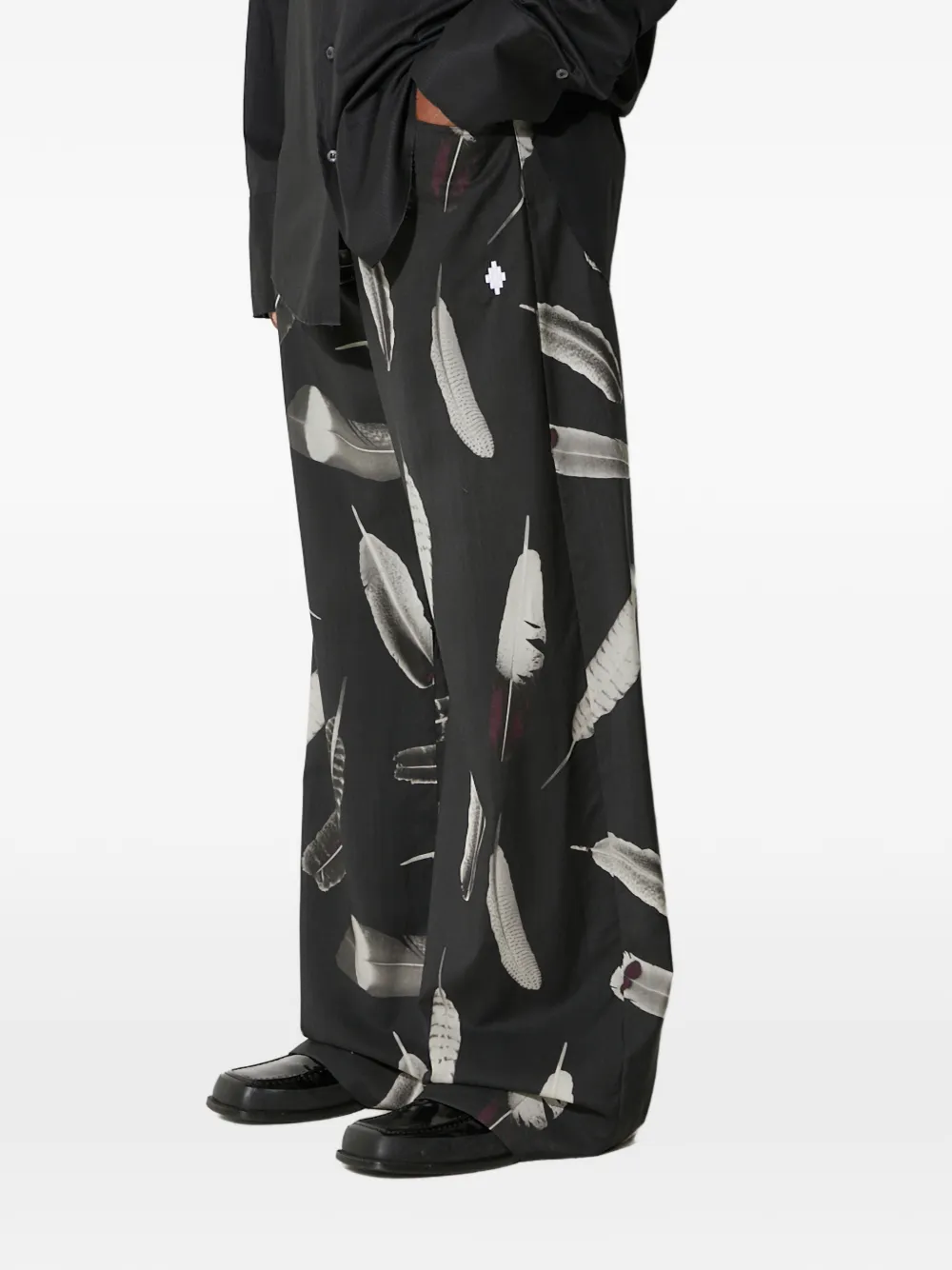 COUNTY OF MILAN feather-print trousers - Nero