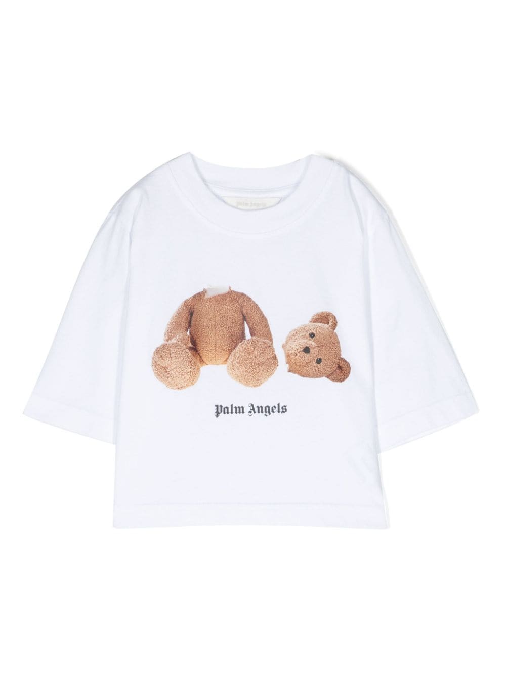 Palm Angels Bear-print Organic Cotton T-shirt In Weiss