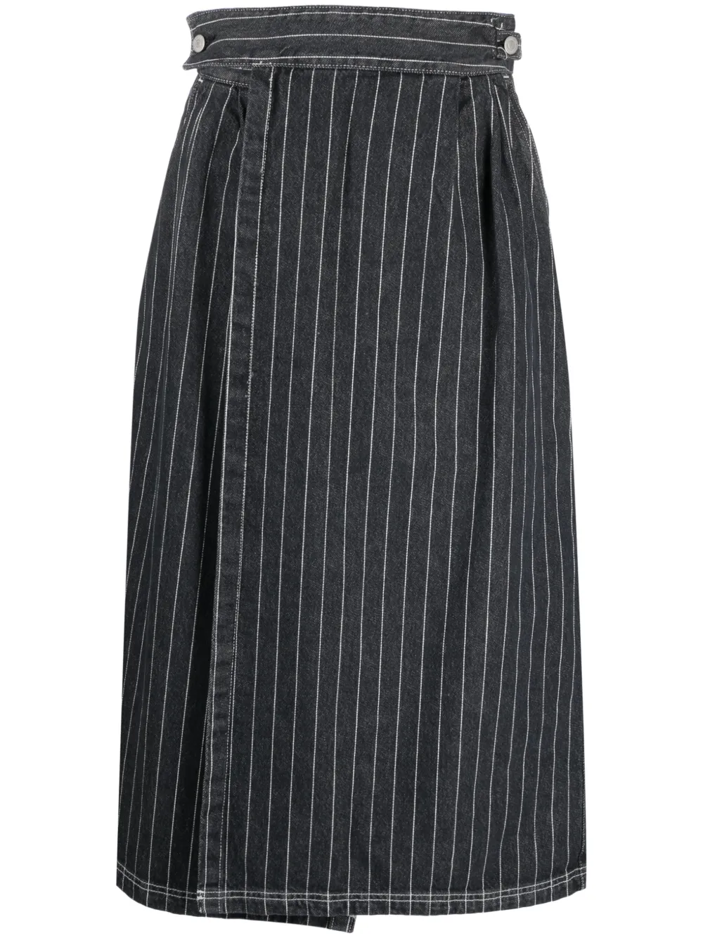 CARHARTT ORLEAN STRIPED DENIM MIDI SKIRT