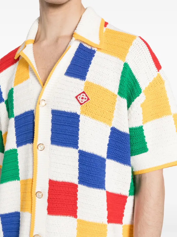 [Casablanca] クロシェ風 コットンニットシャツ Casablanca クロシェニット シャツ | マルチカラー | FARFETCH JP