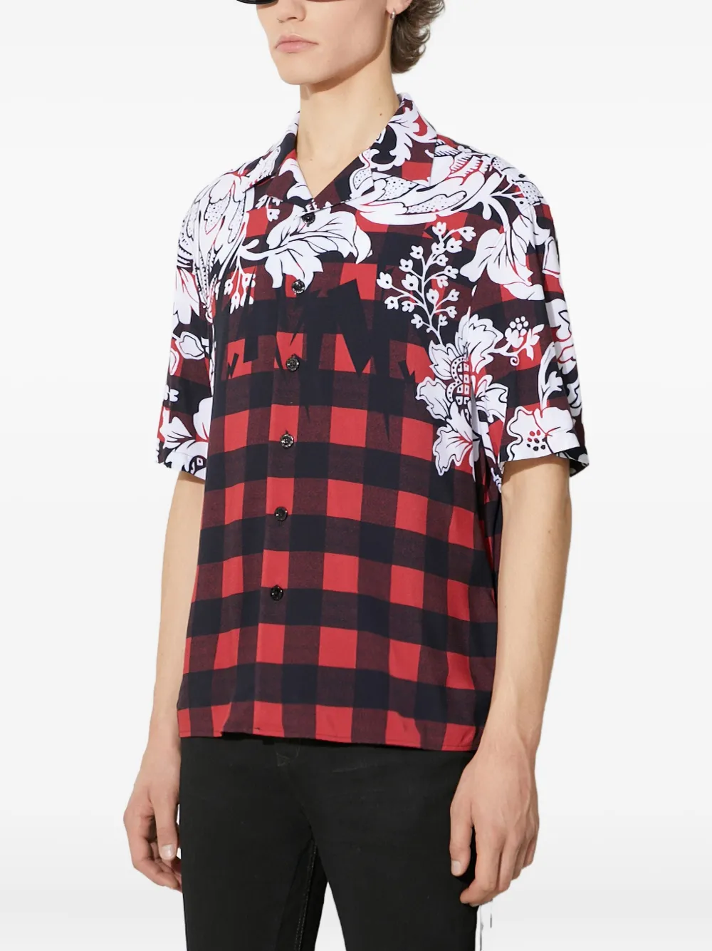 Neil Barrett Check-pattern Short-sleeve Shirt In Red