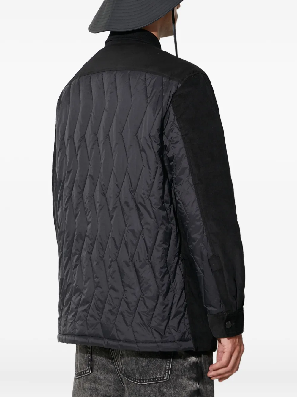 Neil Barrett Corduroy Overshirt With Quilted Insert To The Rear In Black