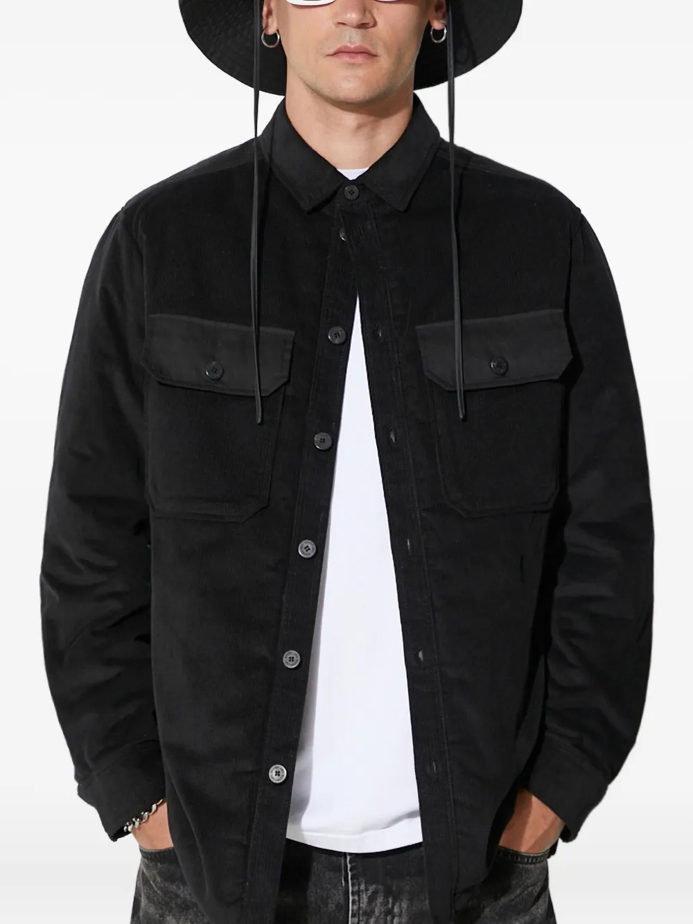 Neil Barrett button-fastening corduroy shirt jacket | Black | Image 1