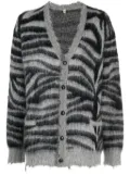 R13 distressed zebra-print cardigan - Black