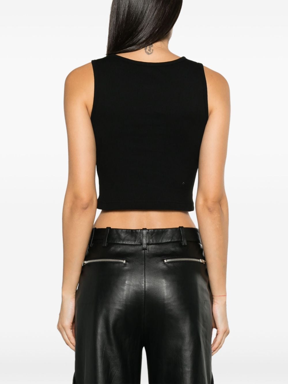 Shop R13 Ripped Cotton Crop Top In Black