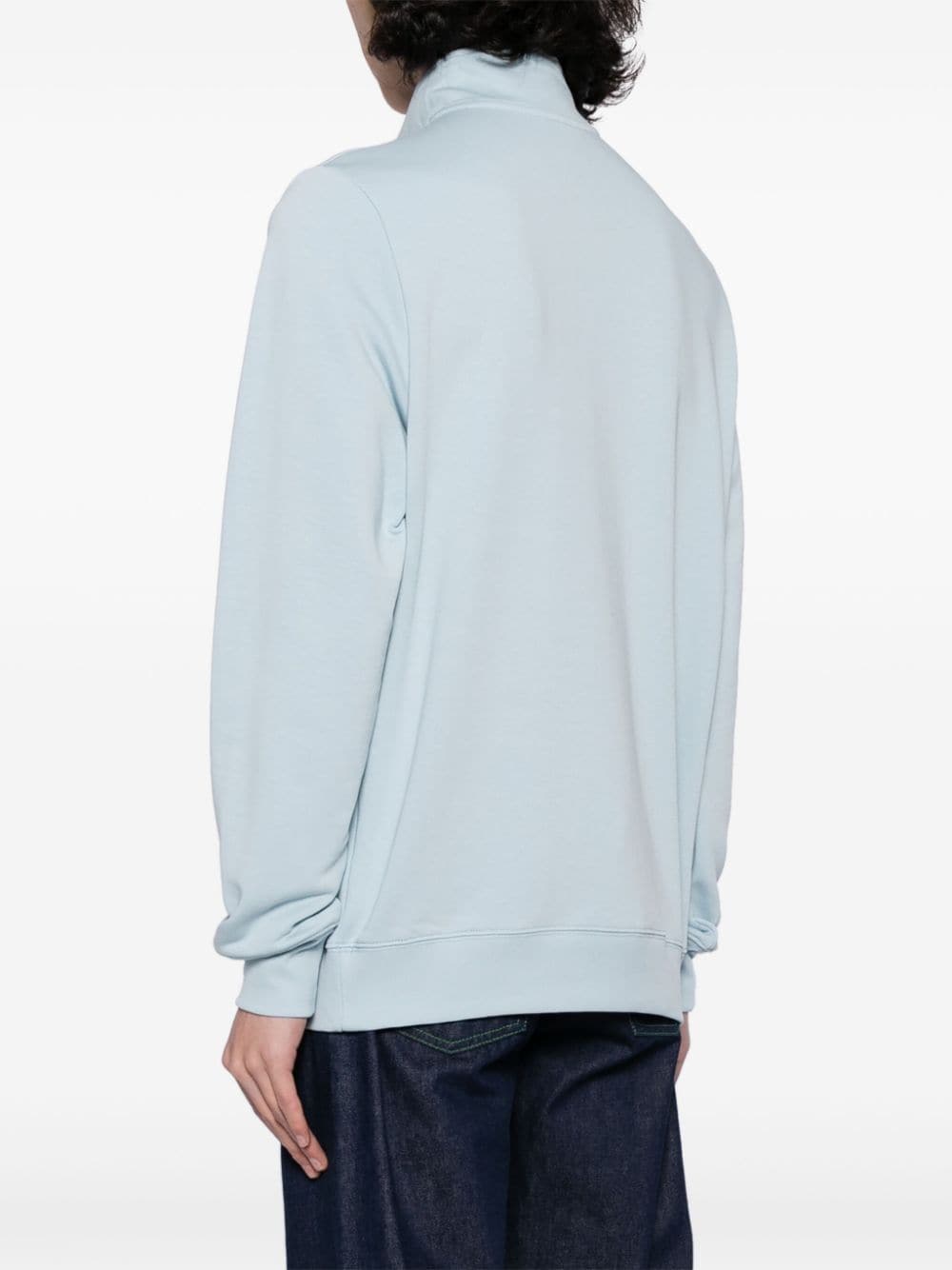 Shop Ps By Paul Smith Zebra-motif Cotton Half-zip Sweatshirt In Blau