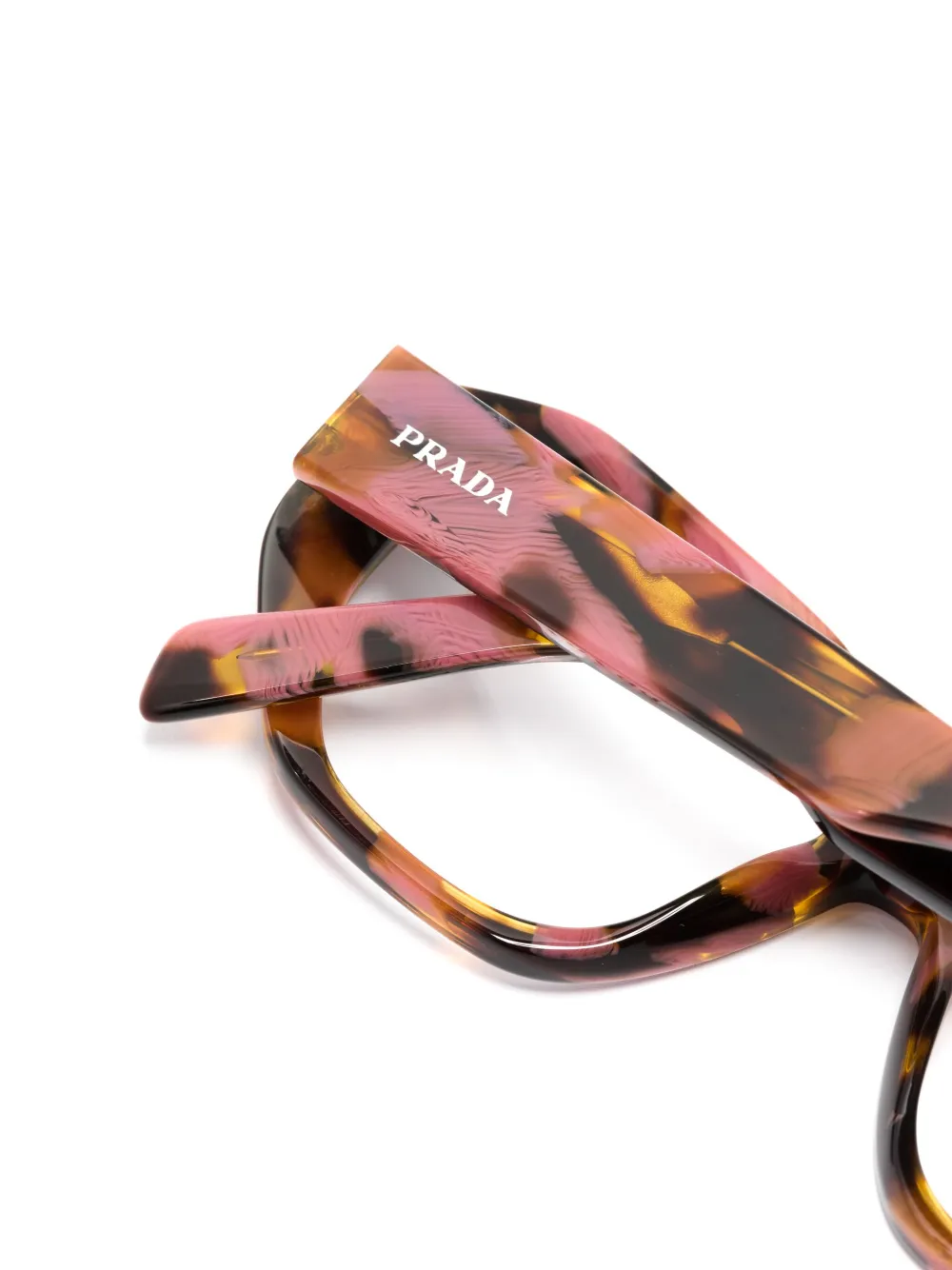 Prada 52mm Rectangular Optical Glasses In Pink