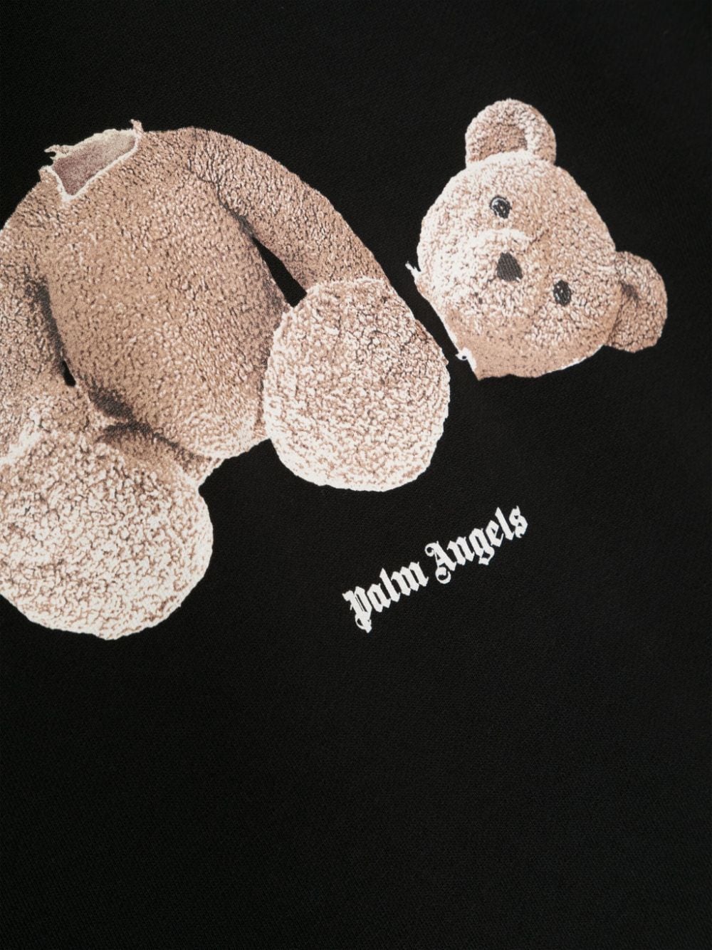 Shop Palm Angels Bear-print Organic Cotton Hoodie In Black