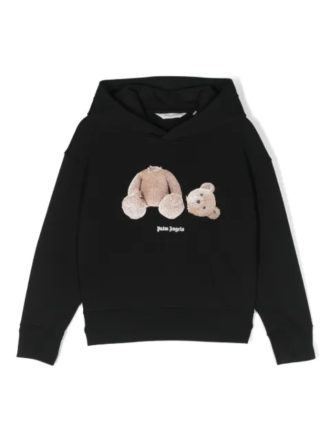 Palm Angels Kids bear-print organic cotton hoodie