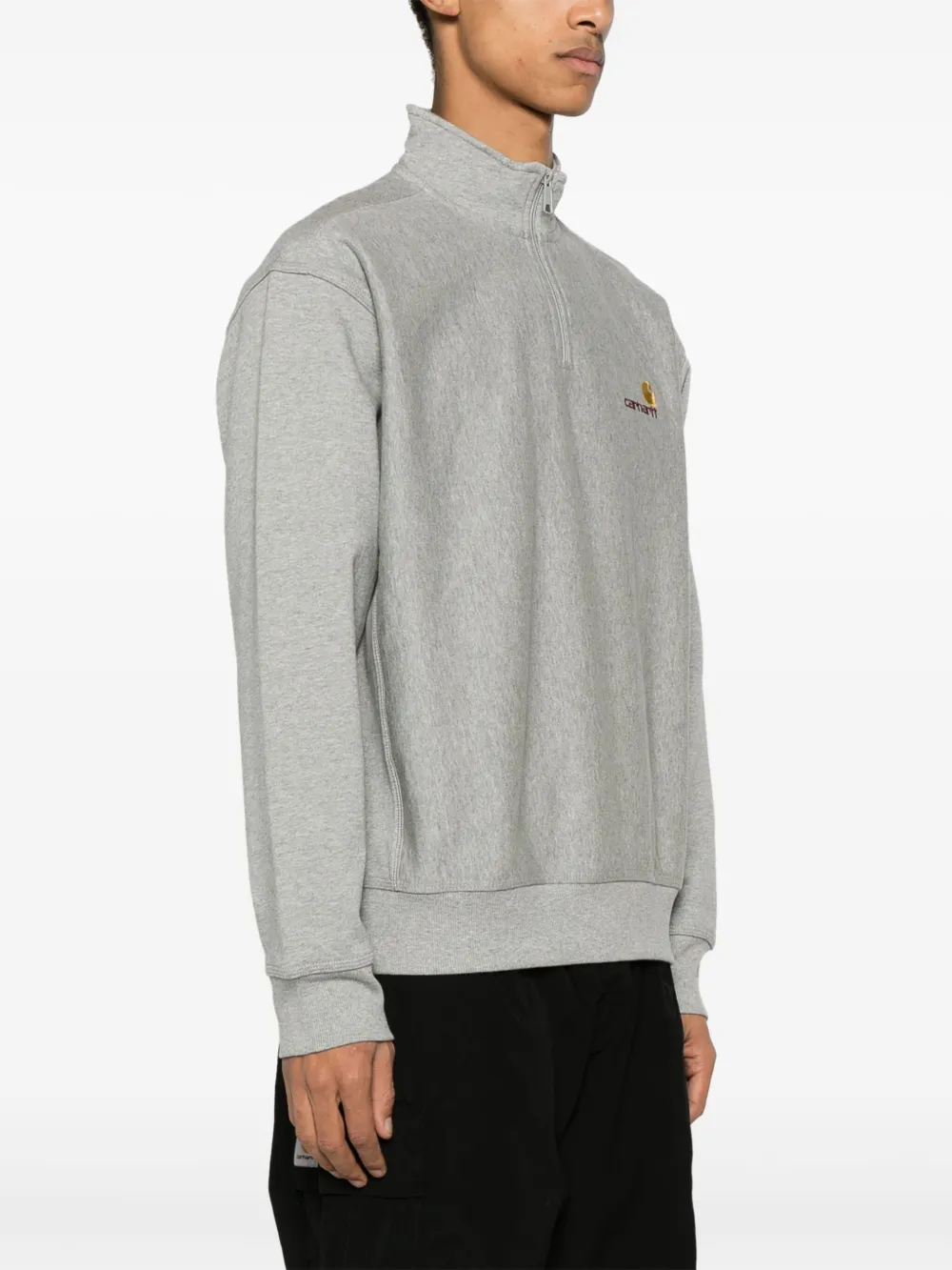 Carhartt American Script Half-zip Sweater In Grey