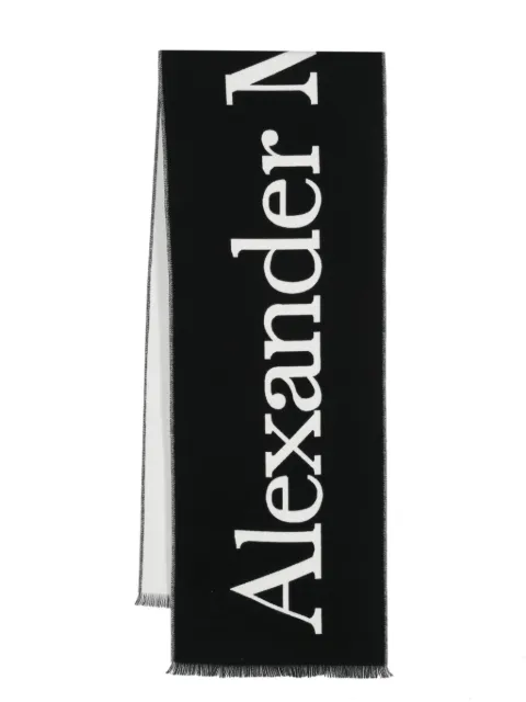 Cheap Alexander McQueen intarsia-logo cotton scarf Men