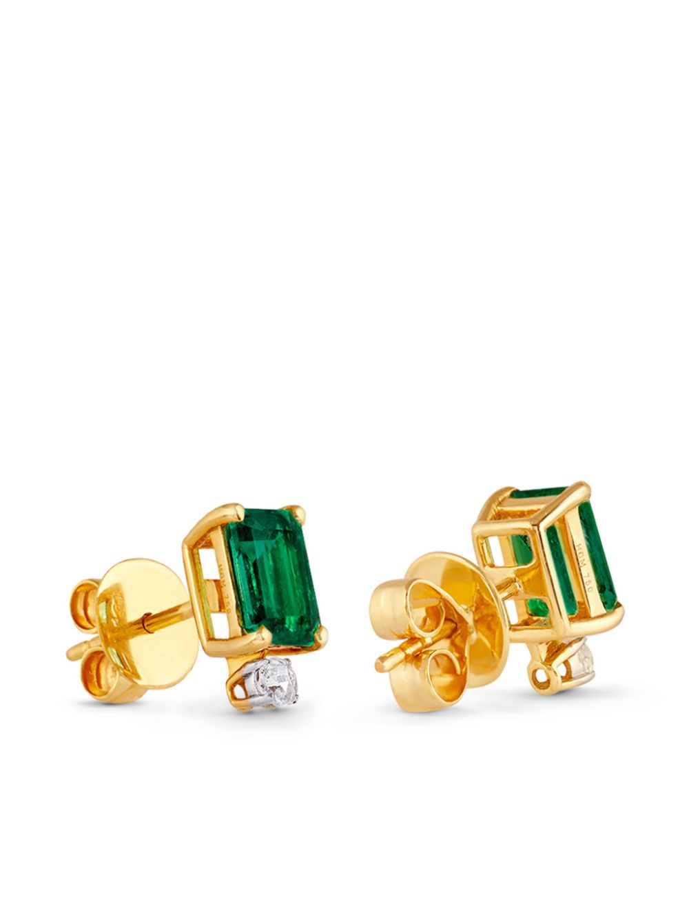 Shop House Of Meraki 18kt Yellow Gold Kyem Diamond And Emerald Stud Earrings