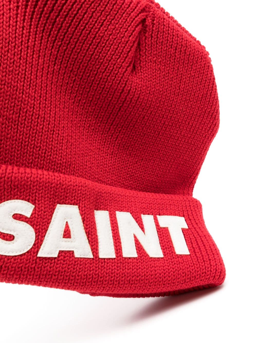 Shop Saint Mxxxxxx Logo-patches Wool Beanie In Red