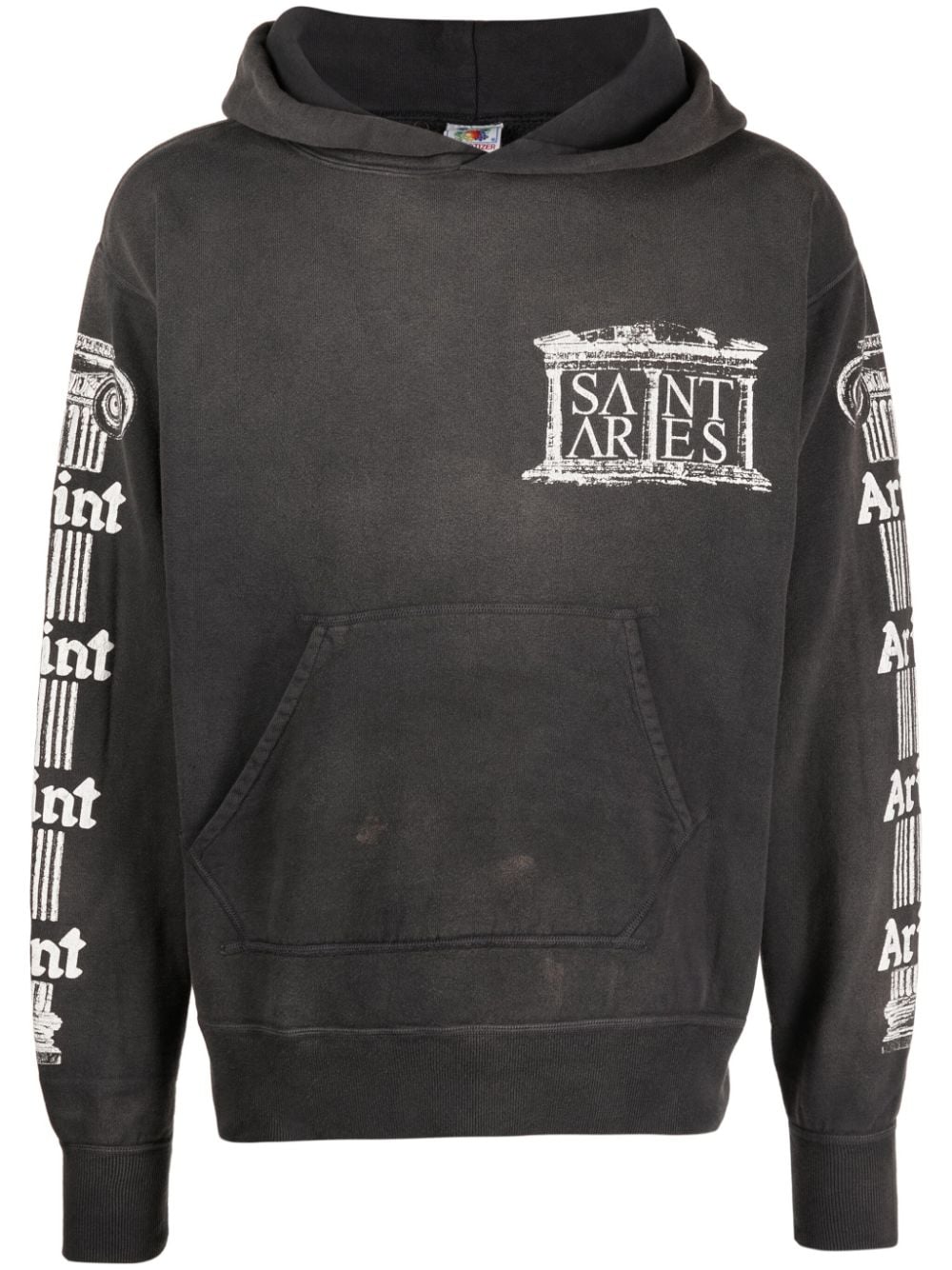 Shop Saint Mxxxxxx Logo-print Cotton Hoodie In Grey