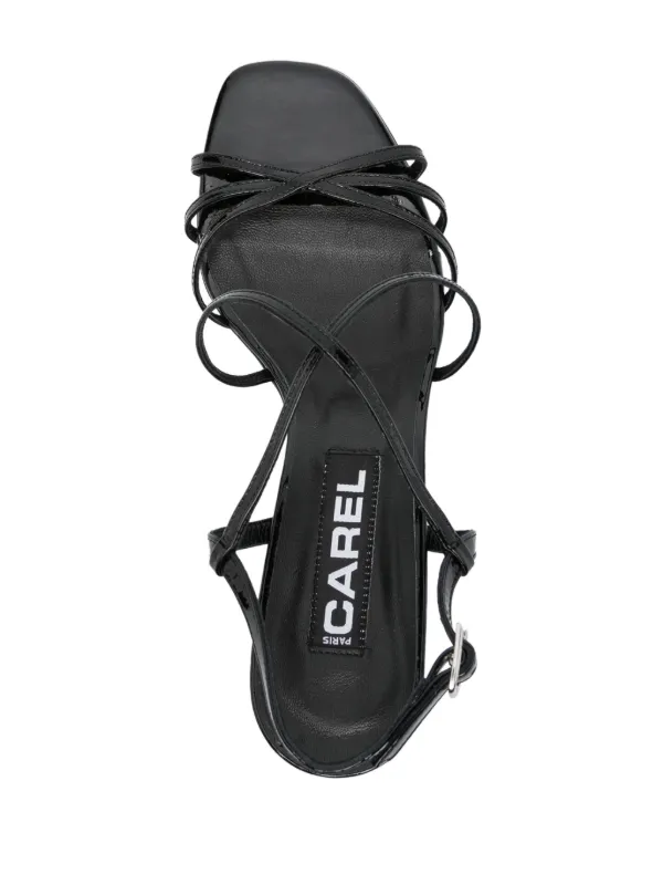 【関税込み】Naiade Sandals - Carel - Leather - Black Naiade - Black suede leather mules with shell heel | Carel Paris