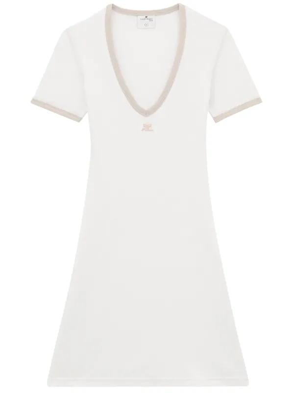 Courrèges Logo-patch Mini Dress in White