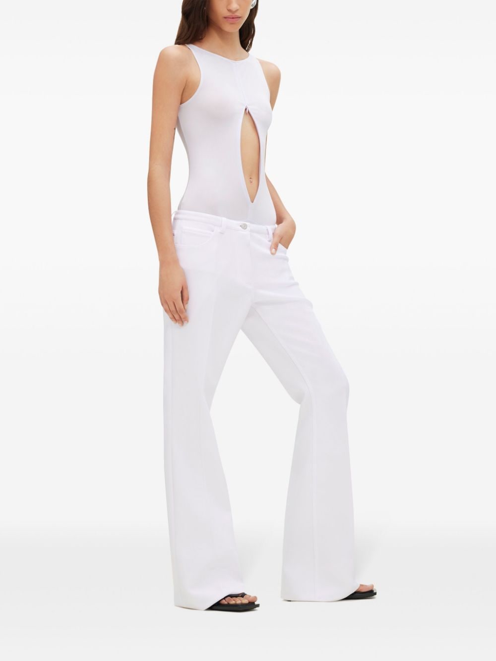 Shop Courrèges Relax Bootcut Trousers In White