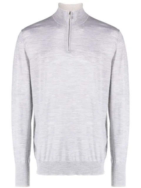 Eleventy high-neck zipped wool jumper