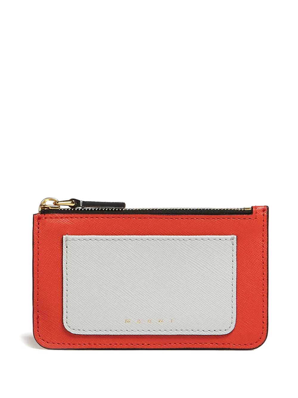 Marni Logo-print Saffiano Leather Wallet In Orange