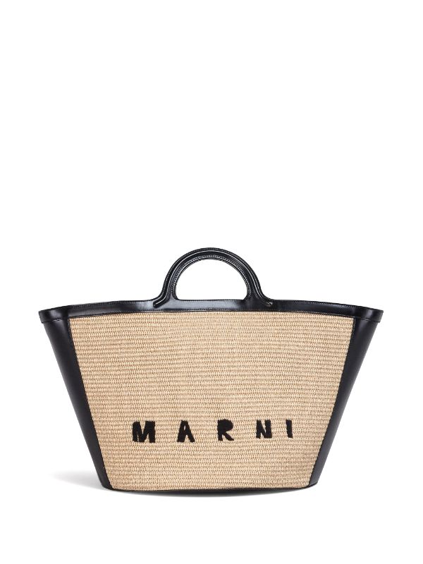 Marni Large Tropicalia logo-embroidered Raffia Tote Bag - Farfetch