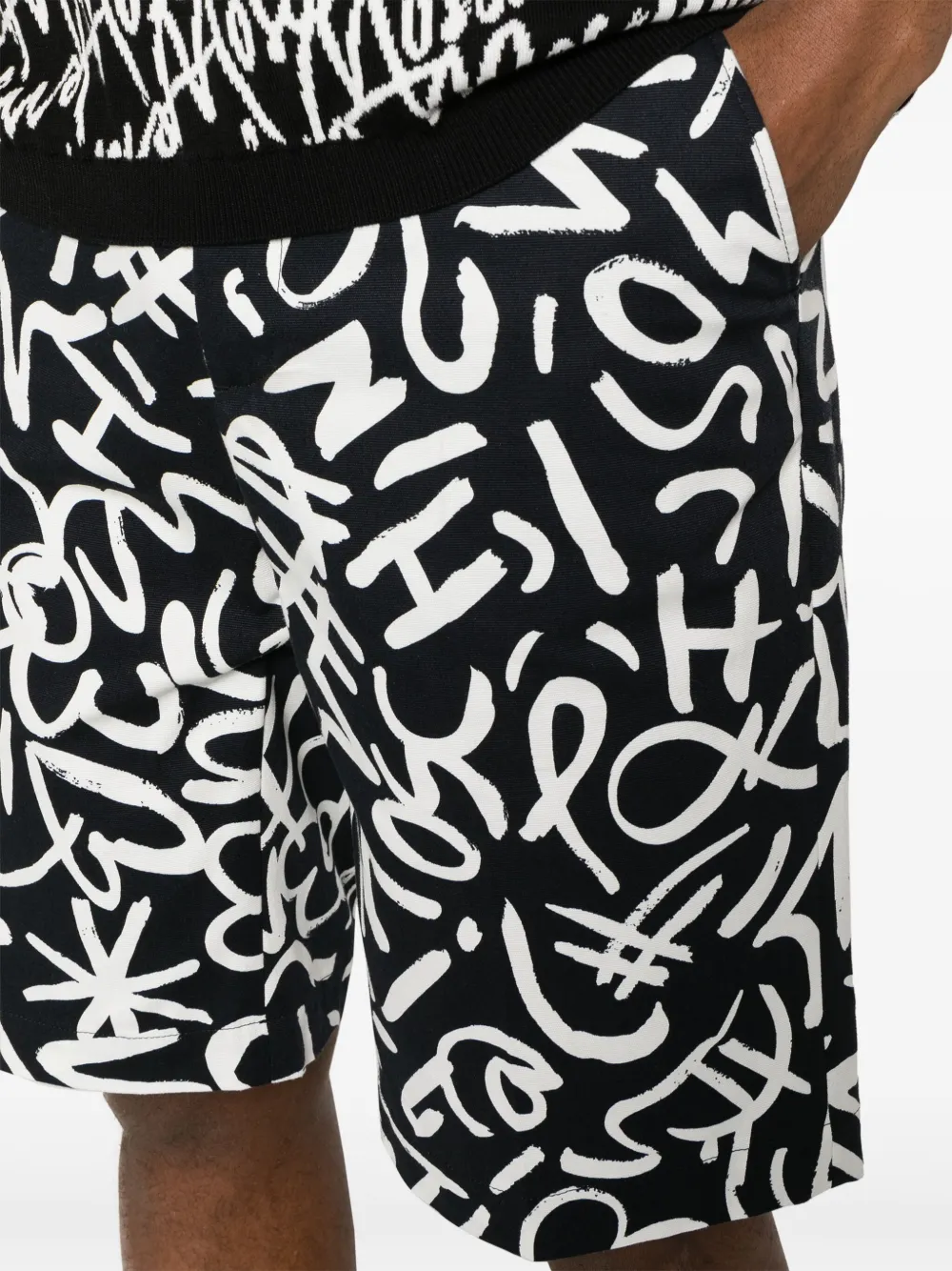 Shop Moschino Monogram-print Chino Shorts In Black