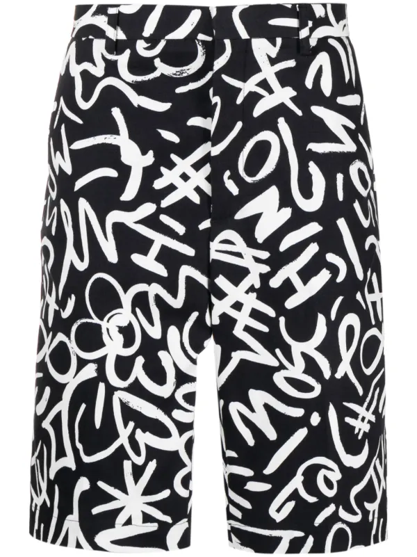 Moschino monogram print Chino Shorts Black FARFETCH HK