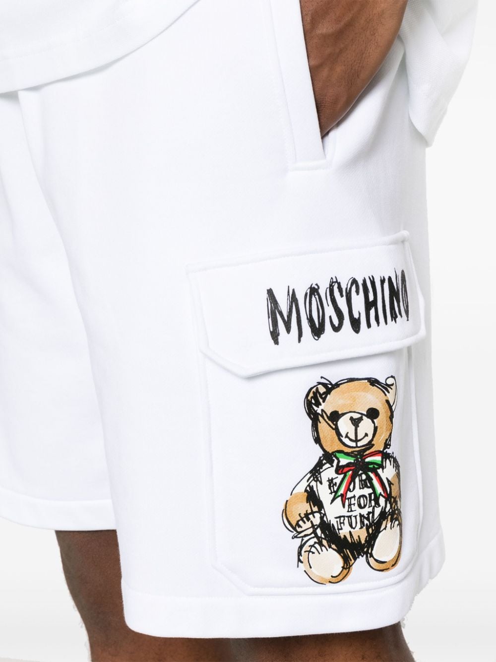 Shop Moschino Teddy Bear-motif Cotton Shorts In White