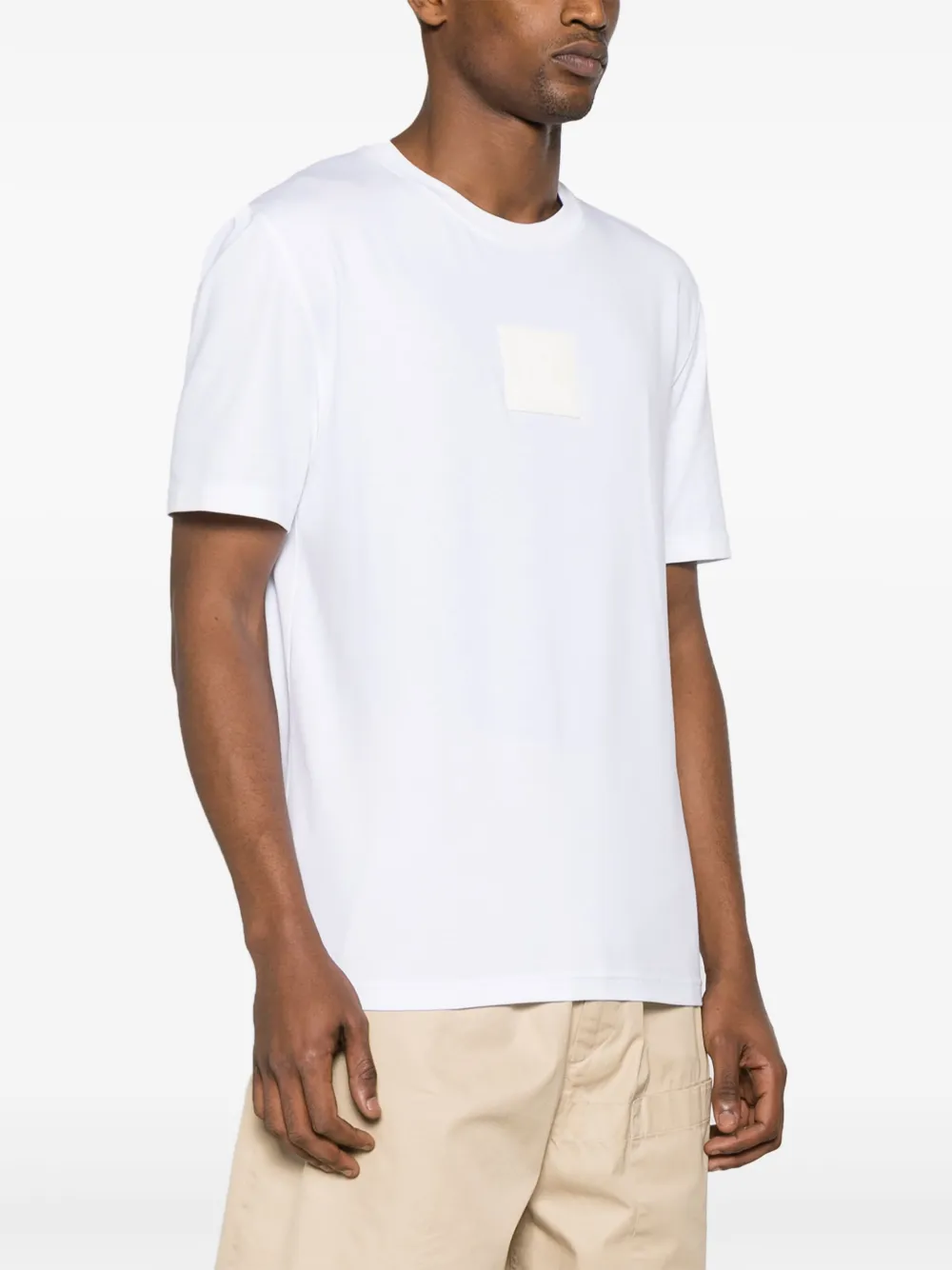 Moschino T-shirt van stretch-katoen met logopatch Wit