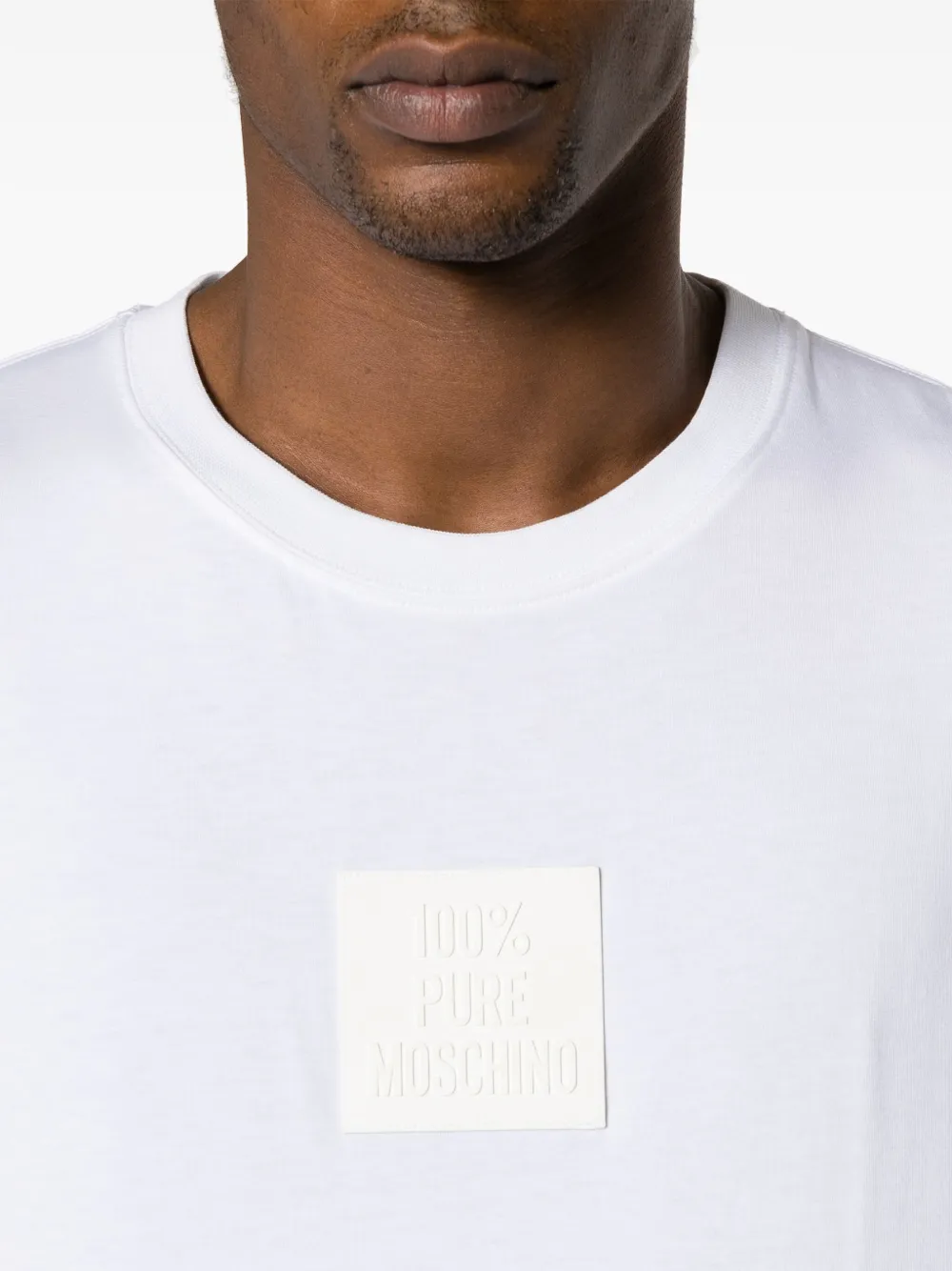 Moschino T-shirt van stretch-katoen met logopatch Wit