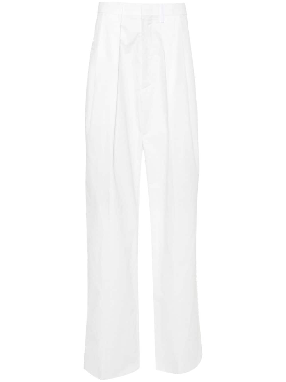 Moschino Pleated Wide-leg Trousers In White