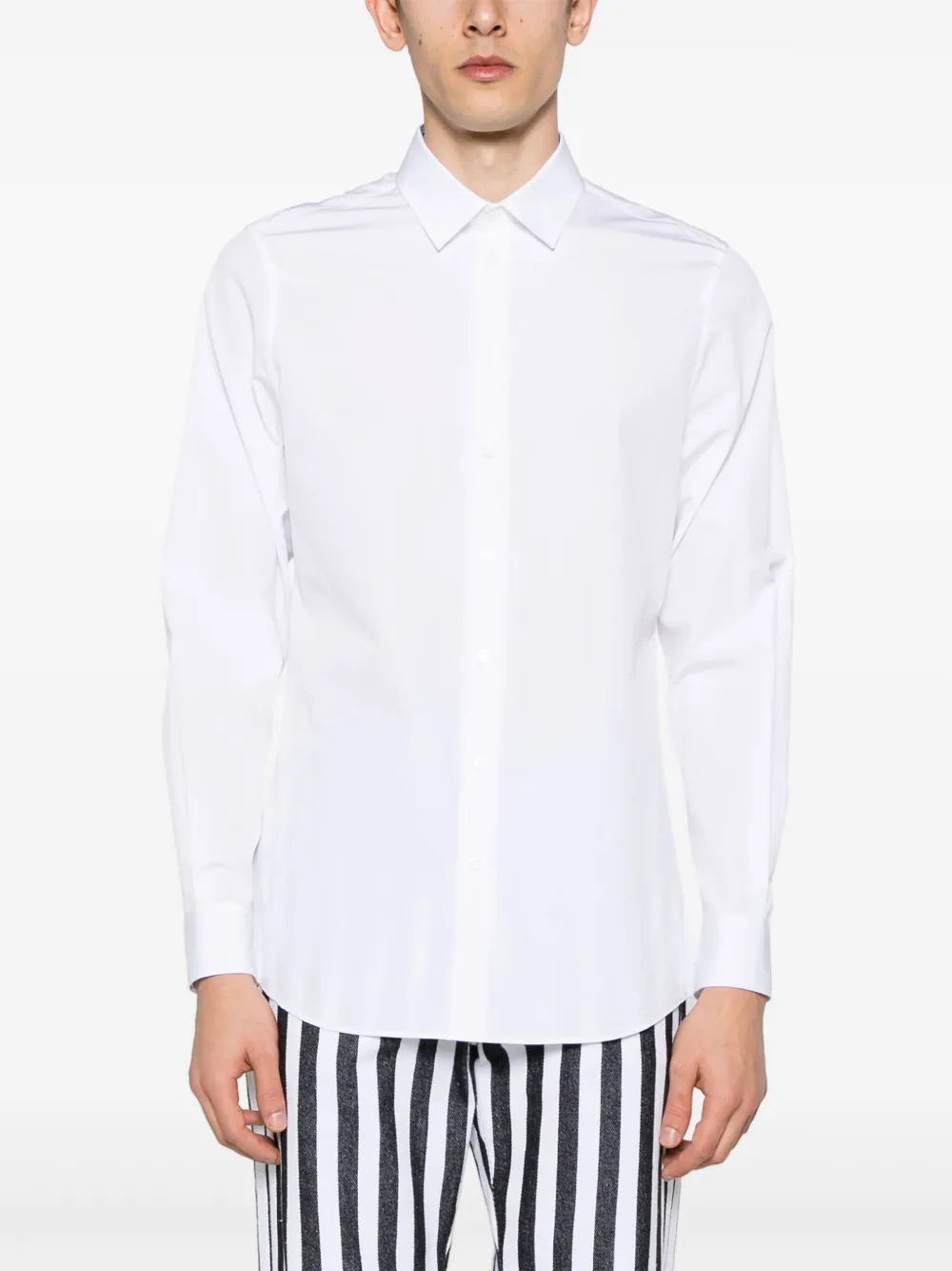 Shop Moschino Slogan-print Cotton Shirt In White