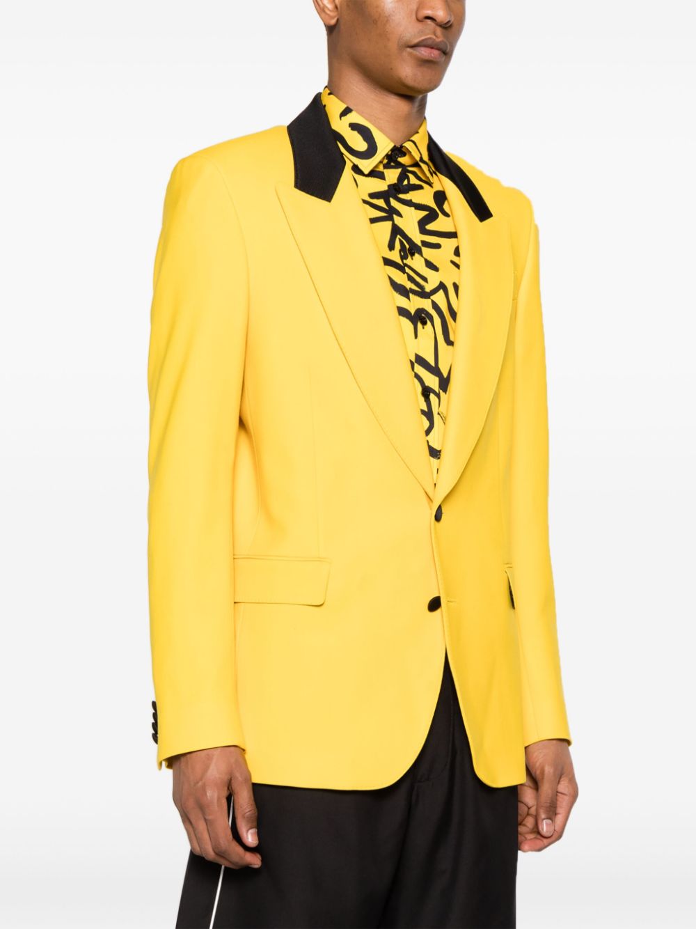 Shop Moschino Single-breasted Twill Blazer In Yellow