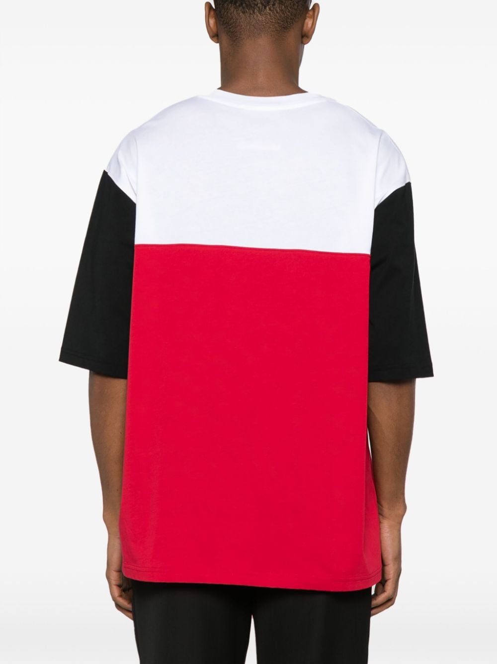 Shop Moschino Colour-block Organic-cotton T-shirt In Red