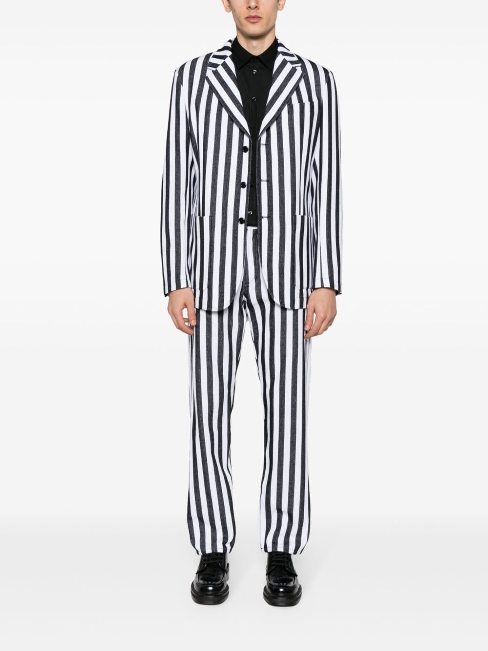 Shop Moschino Striped Single-breasted Blazer In Schwarz