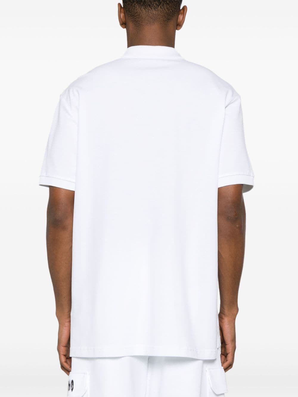 Shop Moschino Teddy Bear-motif Cotton Polo Shirt In 白色