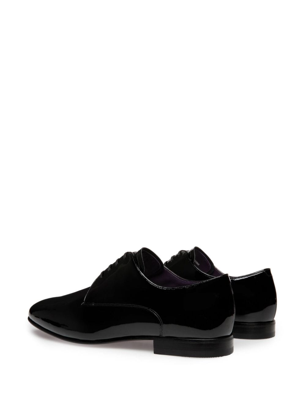 Shop Bally Almond-toe Patent-finish Derby Shoes In Black