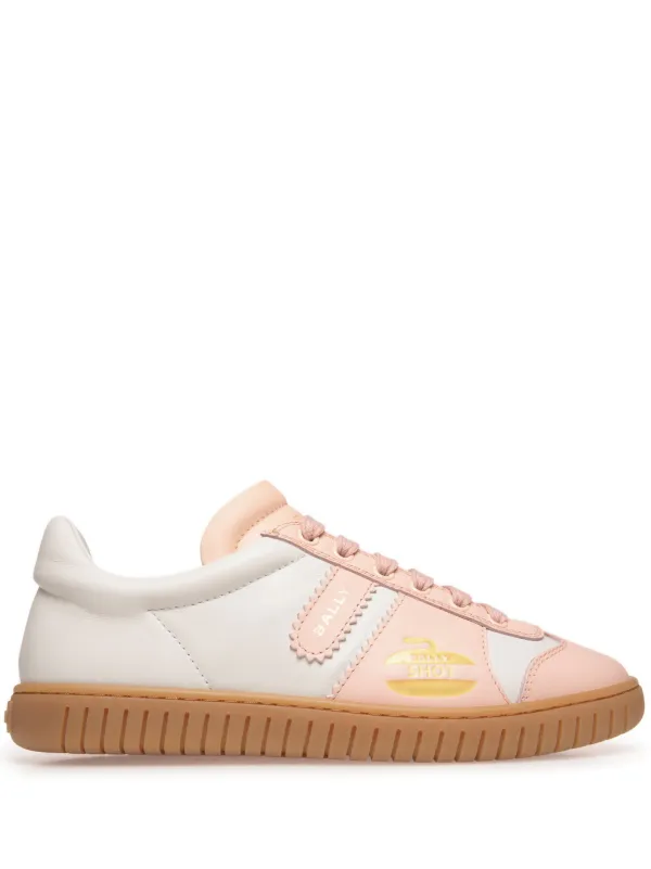 Bally Player Curling-motif Leather Trainers in White