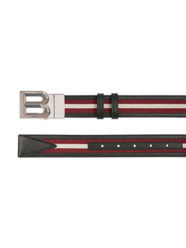 BALLY ストライプ ベルト 105cm Bally ストライプ レザーベルト | ブラック | FARFETCH JP