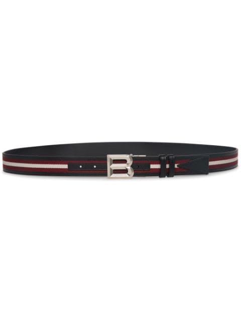 Bally logo-buckle striped leather belt