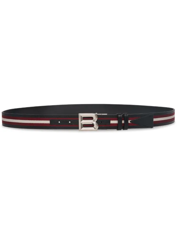 BALLY ストライプ ベルト 105cm Bally ストライプ レザーベルト | ブラック | FARFETCH JP