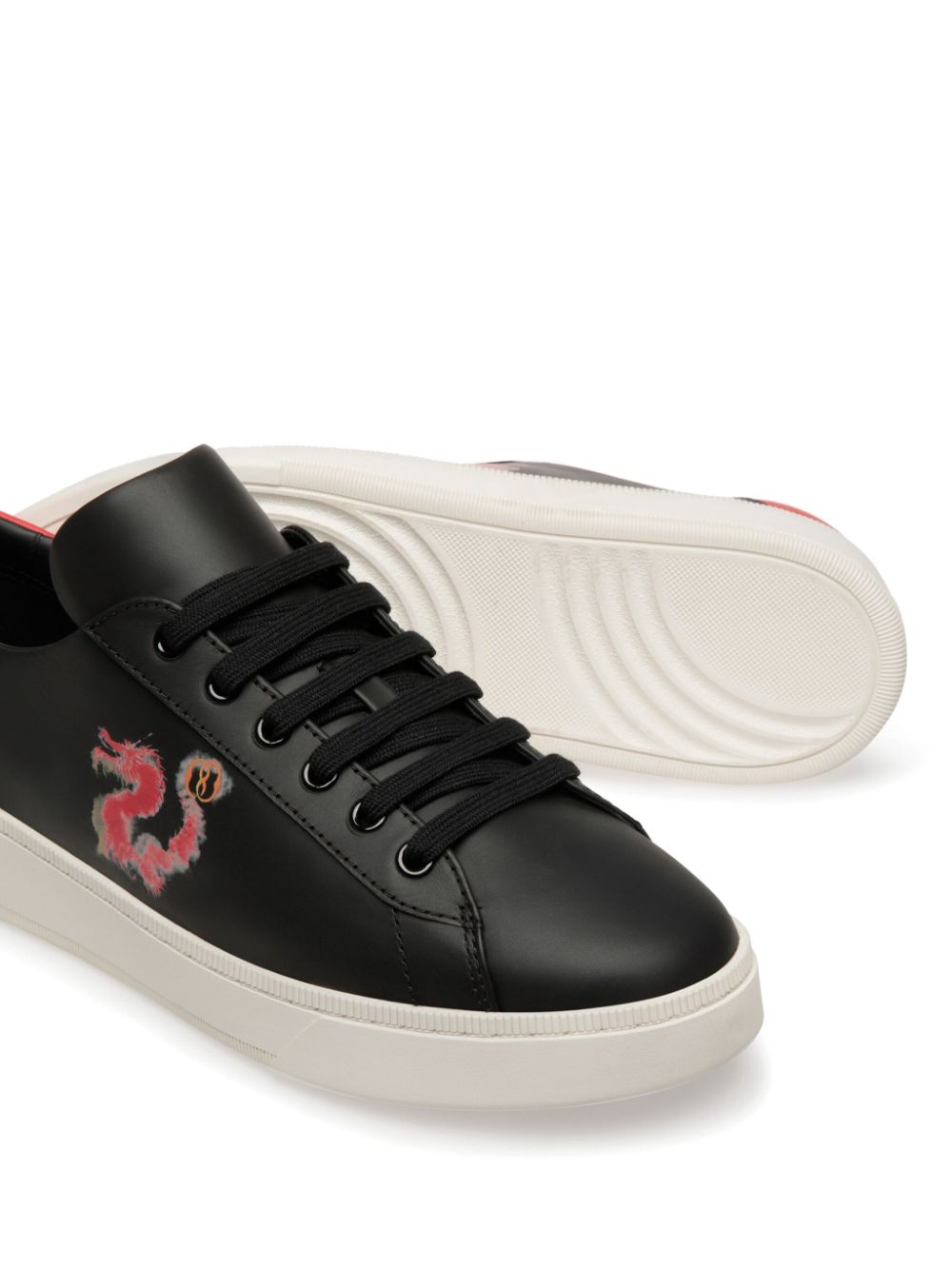 Shop Bally Lace-up Leather Sneakers In Black