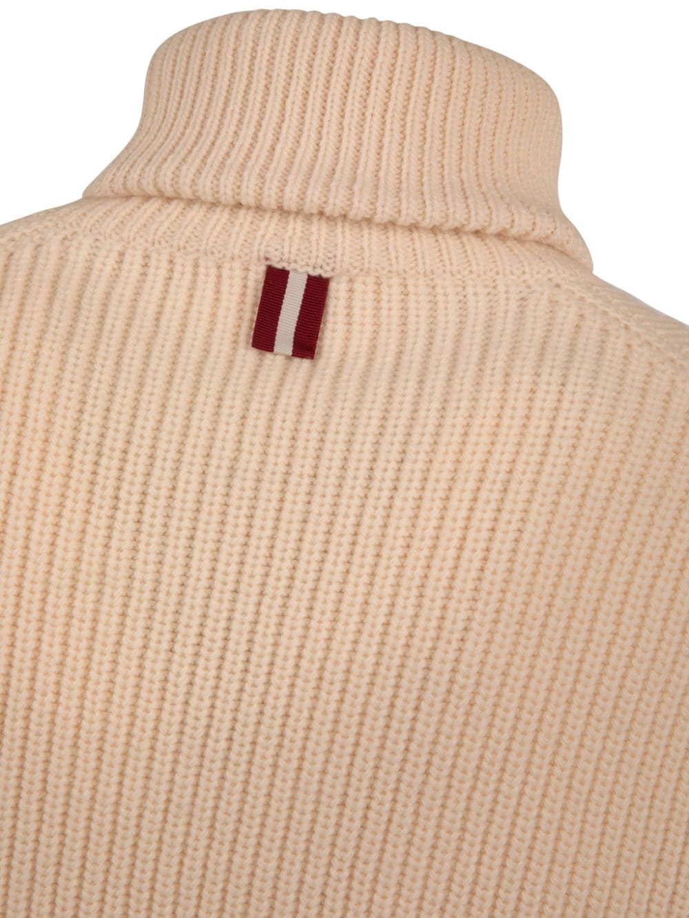 Shop Bally Roll-neck Ribbed Wool Jumper In Nude