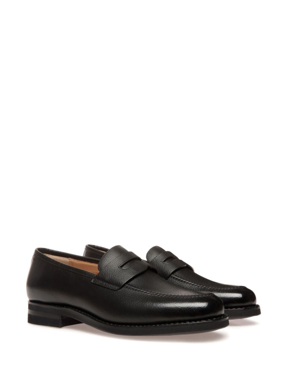 Shop Bally Grained-leather Loafers In Black