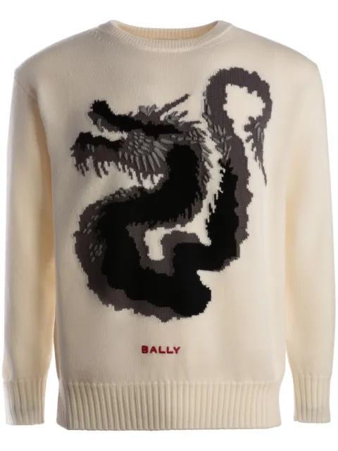 Bally dragon-motif merino-wool jumper