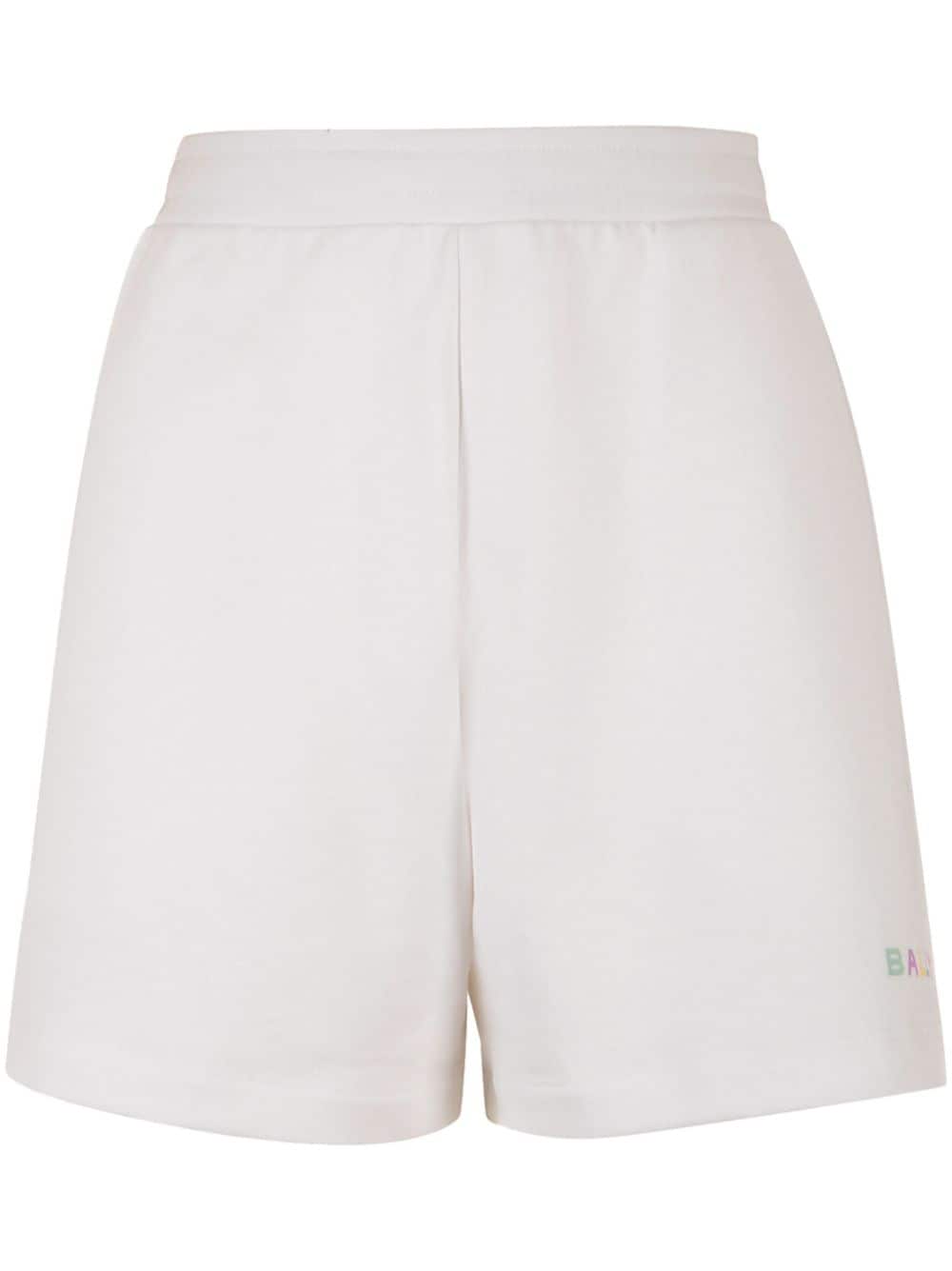 Bally Logo-print Cotton Track Shorts In Weiss