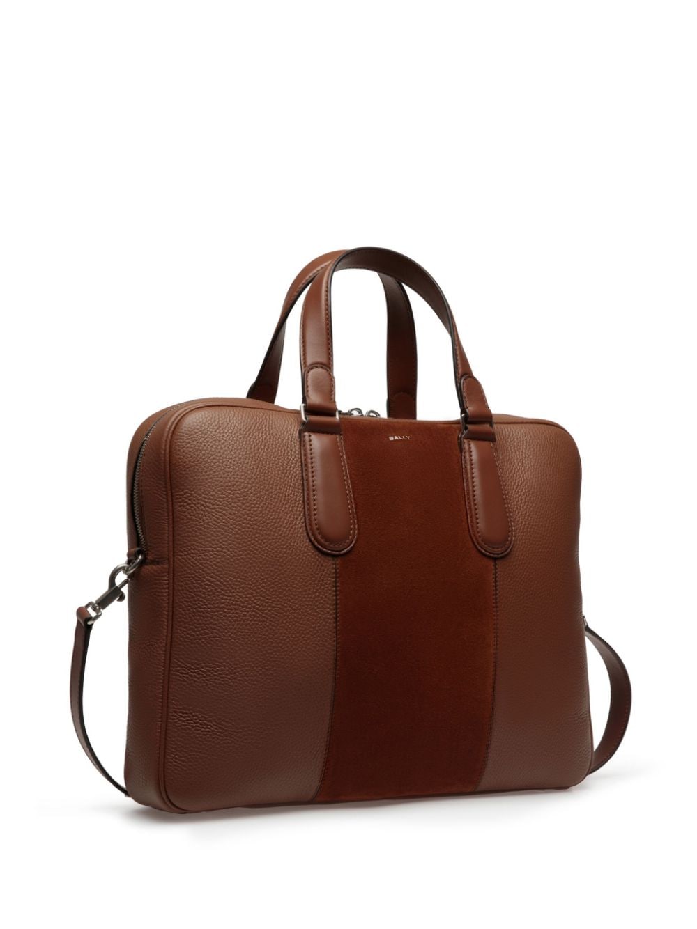 Shop Bally Spin Leather Laptop Bag In Brown