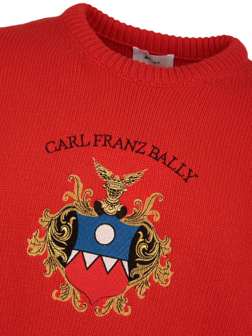 Shop Bally Emblem-intarsia Wool Jumper In Red