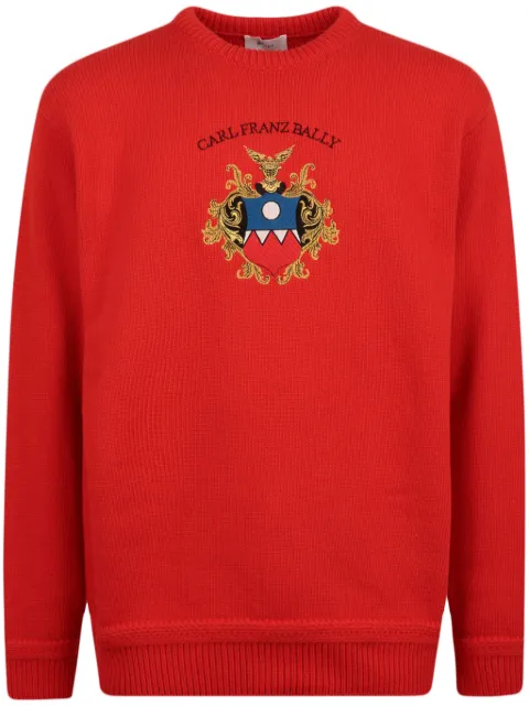 Bally emblem-intarsia wool jumper