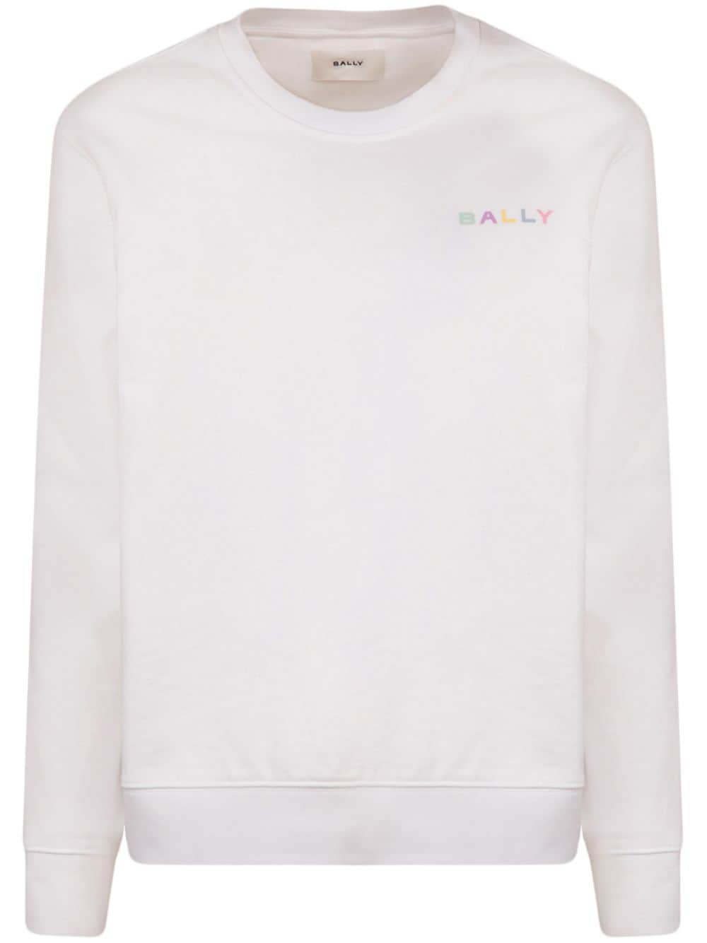 Bally Logo-embroidered Organic Cotton Sweatshirt In White
