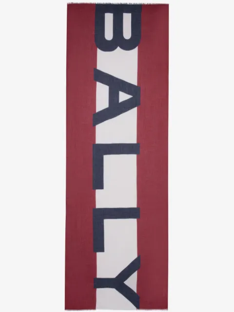 Bally intarsiastickad halsduk med fransar